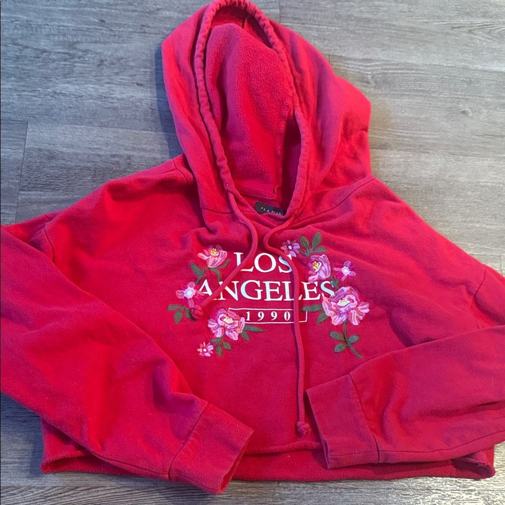 La Hearts Red Cropped Hoodie